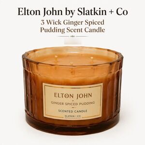 Elton John Slatkin & Co Ginger Spiced Pudding 3 Wick Scented Candle 14.5oz NWOT